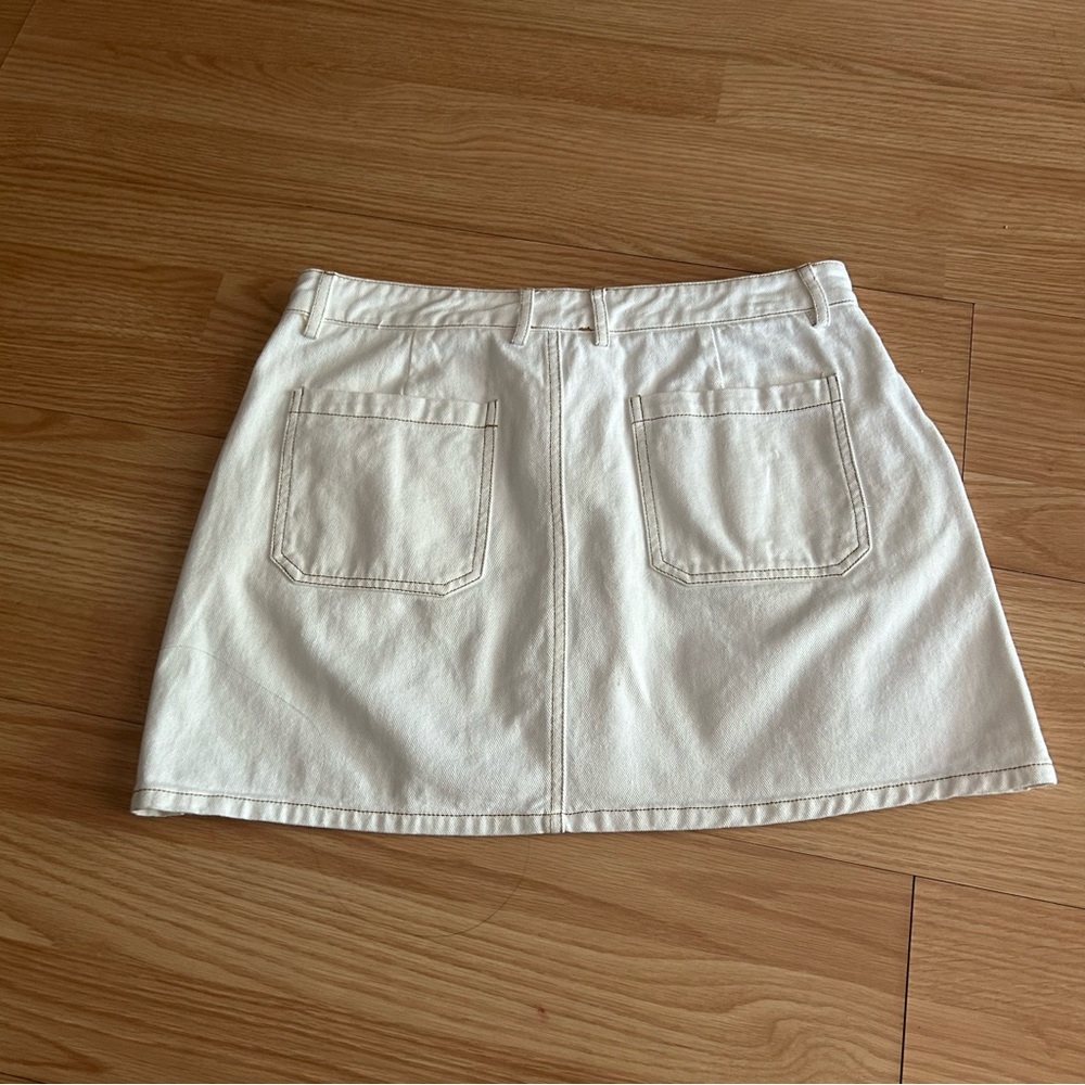 Miou Muse Off White Stretch Mini Denim Skirt Medium - Picture 8 of 8